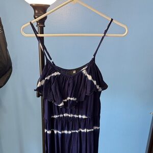 Iz Byer Navy and White Maxi Dress